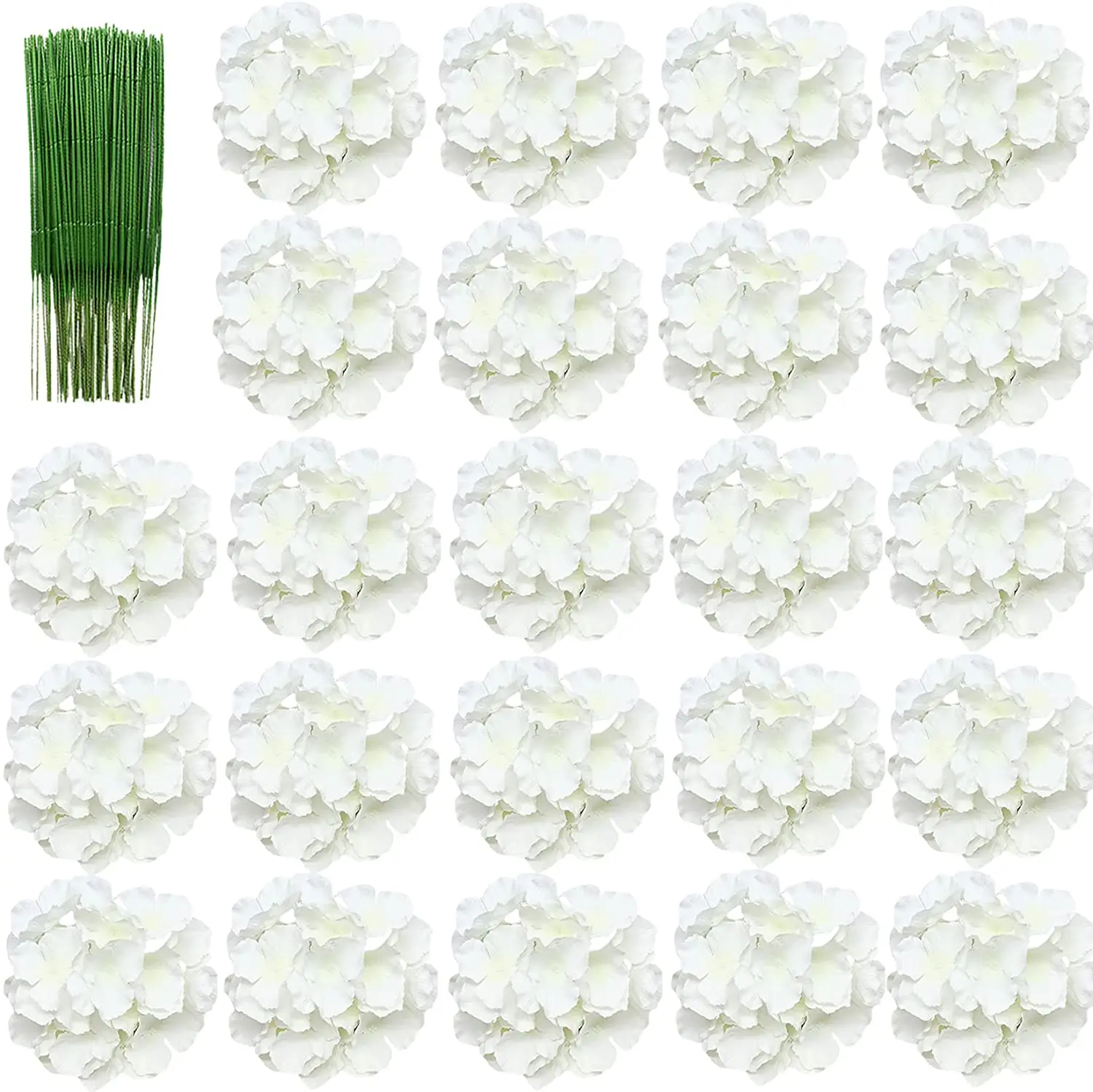 Florist Supply Bulk - ดอกไฮเดรนเยียผ้าไหมขนาด 8 นิ้ว พร้อมก้าน 25 ชิ้น