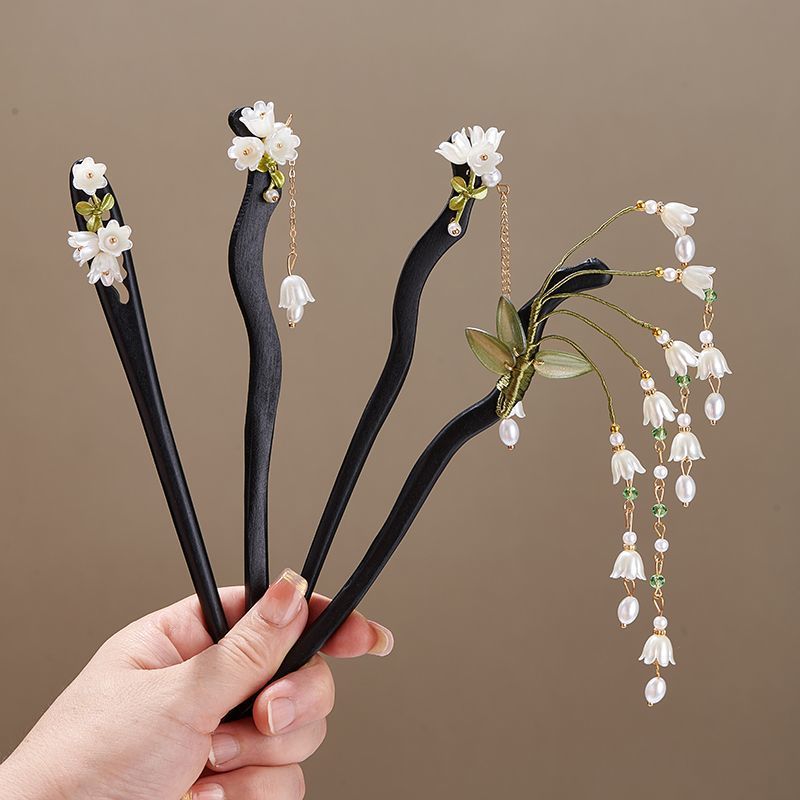 Supply Florist - กิ๊บติดผมไม้รูปดอกไม้สไตล์วินเทจประดับพู่ยาว สำหรับผู้หญิง เครื่องประดับผมสวยหรู