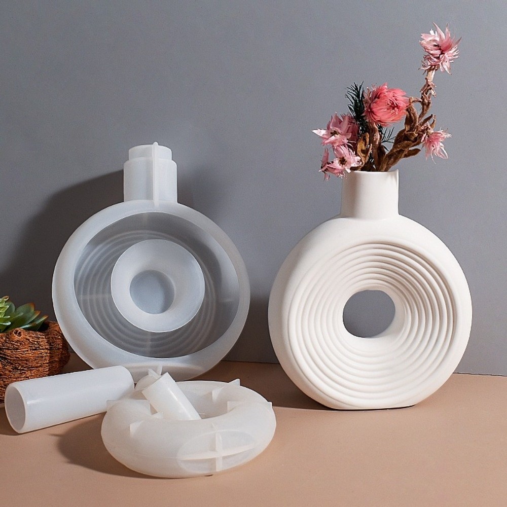 Florist Supply Vases - แม่พิมพ์แจกันซิลิโคนลายวงรีแบบโปร่ง ง่ายต่อการถอดออก แม่พิมพ์กระถางดอกไม้ ทนความร้อน แม่พิมพ์ยิปซัมแบบยืดหยุ่น สำหรับงานฝีมือ