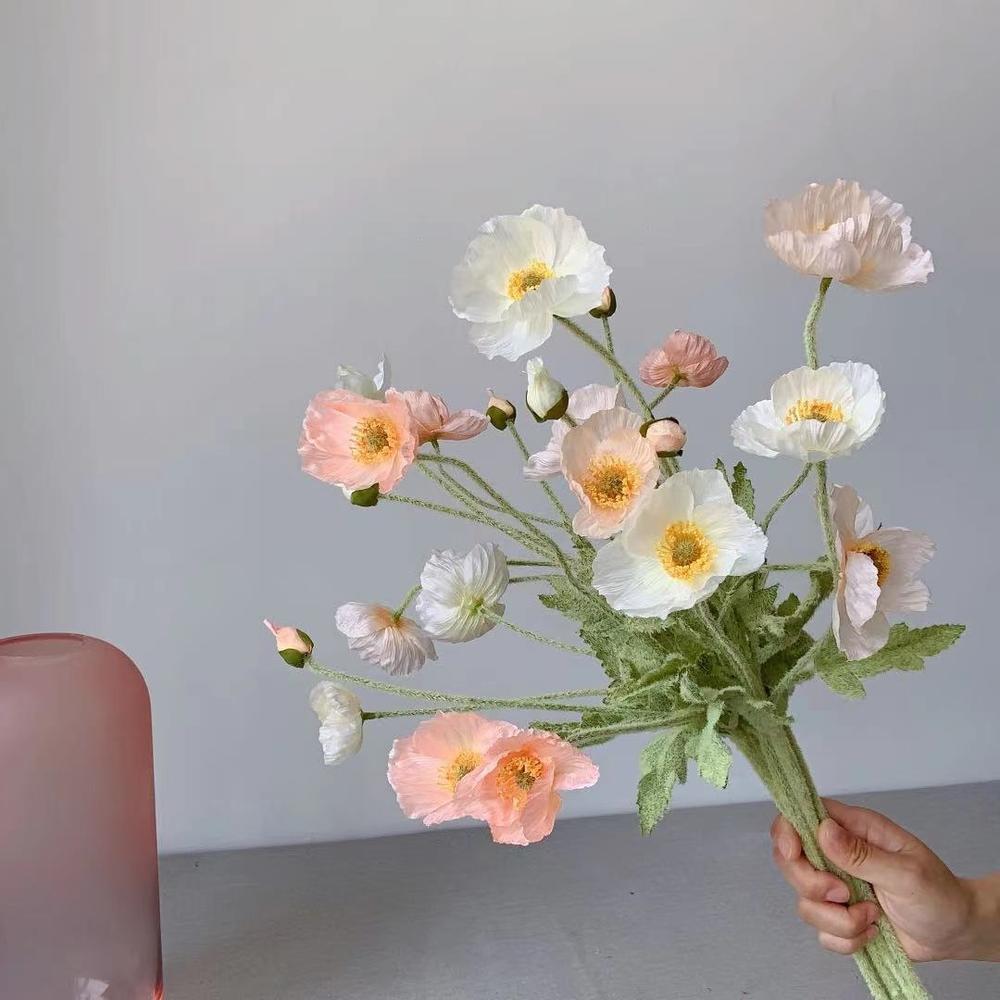 Florist Supply Bulk - ดอกไม้ผ้าไหมงาดำปลอมแบบก้านยาวดอกไม้ประดิษฐ์แต่งสวนขึ้นบ้านใหม่งานตกแต่ง buket pengantin งานแต่งงานงานปาร์ตี้แบบทำมือ