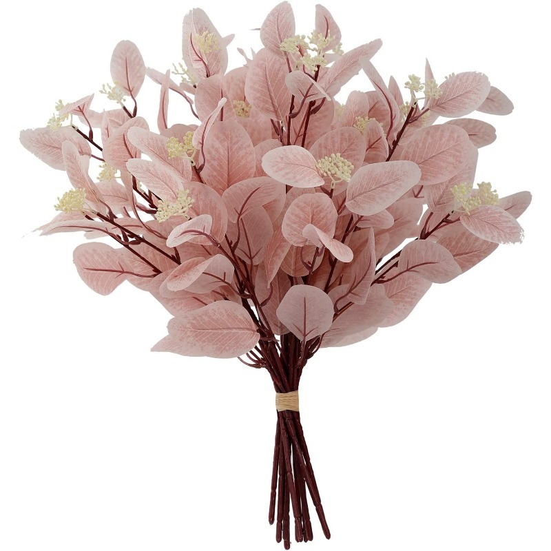 Florist Supply Bulk - ก้านยูคาลิปตัสประดิษฐ์ขนาด 50 ซม. ดอกไม้ประดิษฐ์สีเขียว ช่อดอกไม้ผ้าไหม ตกแต่งบ้าน