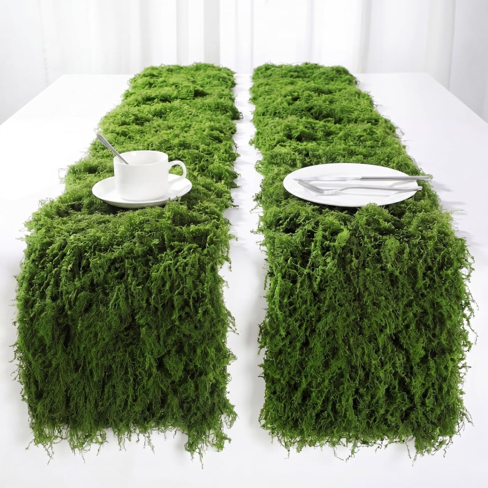Preserved Moss Sheet - แผ่นมอสเทียม 30x180 ซม. แผ่นรองโต๊ะหญ้าเทียม สีเขียว ตกแต่งงานแต่งงาน