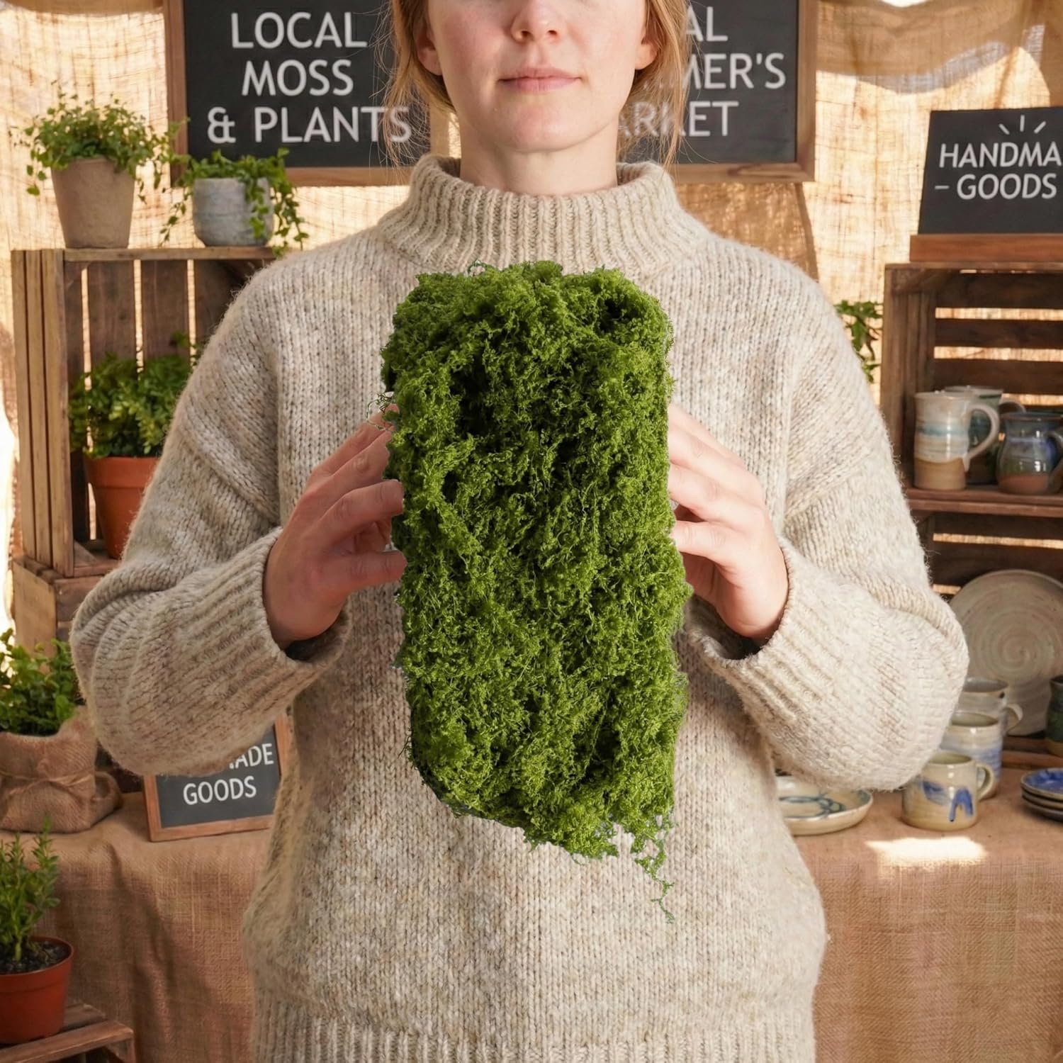 แผ่นรองโต๊ะมอสเทียมสีเขียวเข้ม - Preserved Moss Sheet บทวิจารณ์และราคา