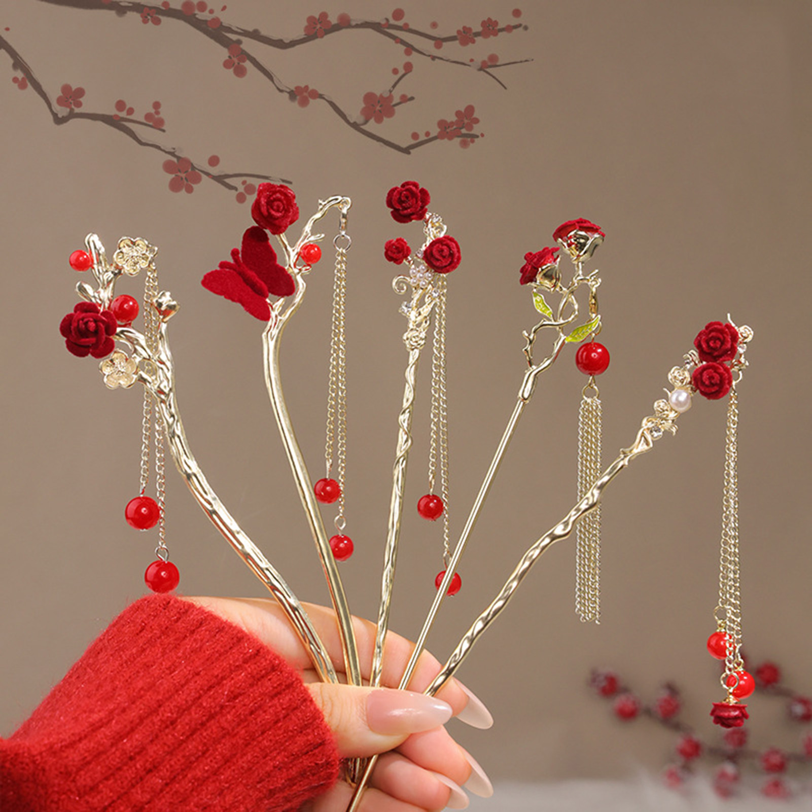 กิ๊บติดผมรูปดอกกุหลาบสไตล์จีนส - Supply Florist บทวิจารณ์และราคา