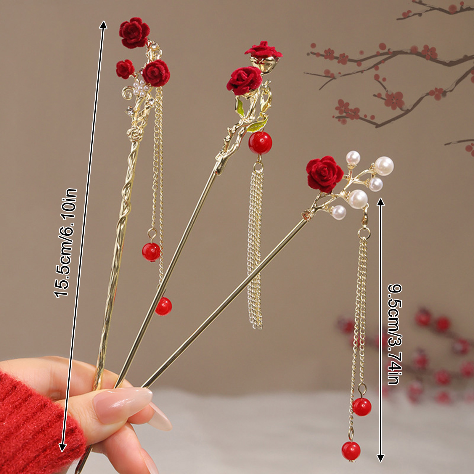 กิ๊บติดผมรูปดอกกุหลาบสไตล์จีนส - Supply Florist บทวิจารณ์และราคา